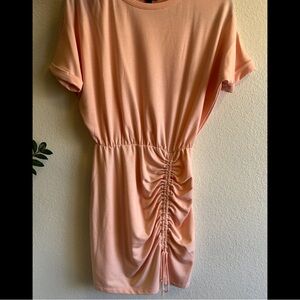 Express Peach Ruched Mini Dress